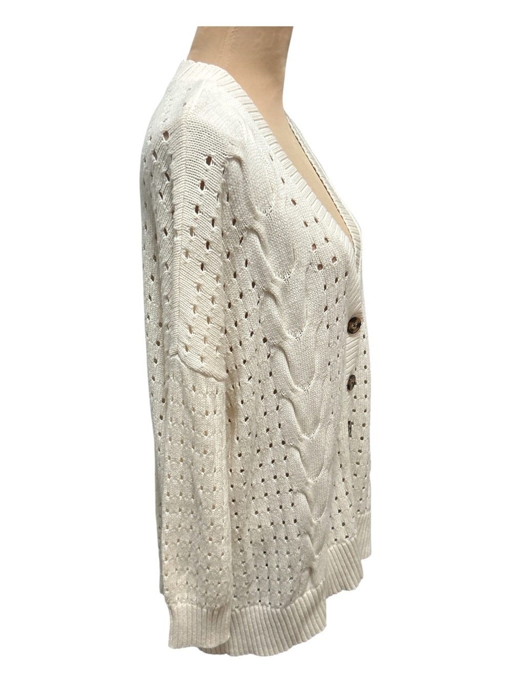 Torrid Women’s Cable Boyfriend Cardigan Sweater Button Front Ivory Plus Size 2X - Picture 4 of 8